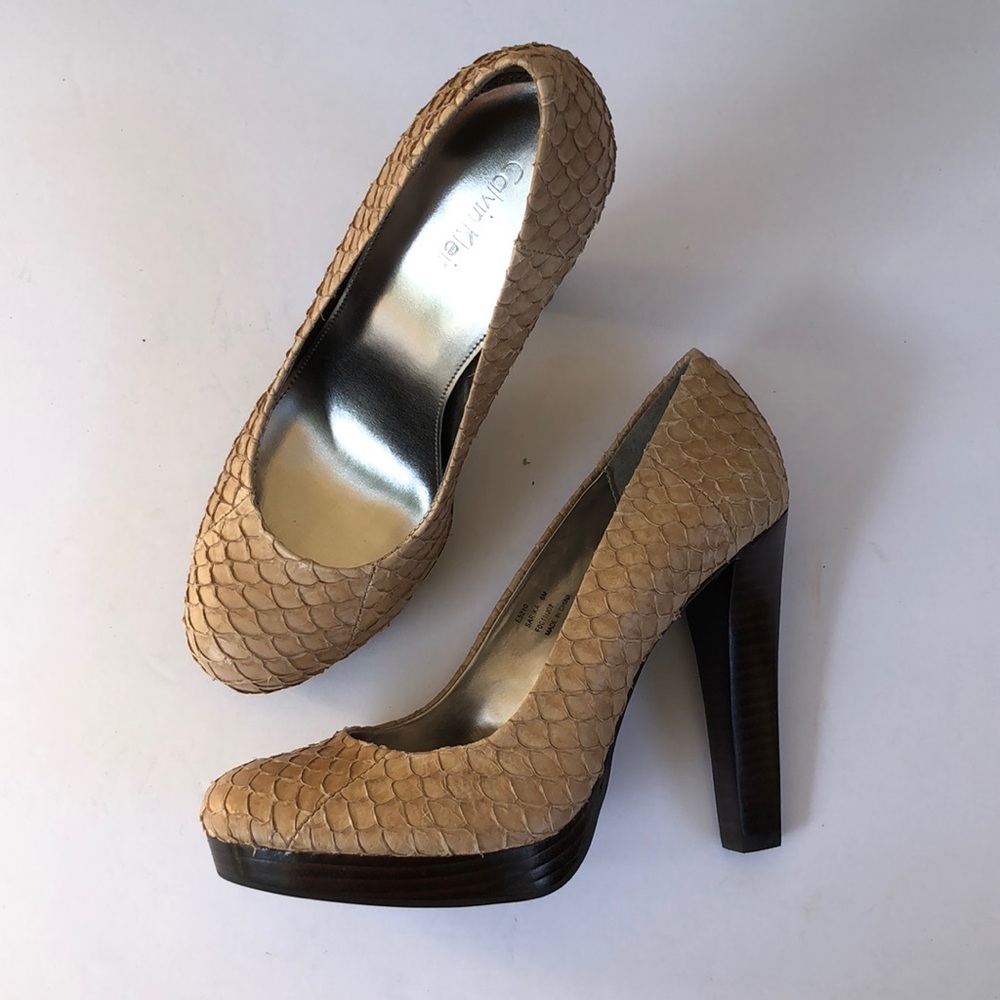 *SALE* Calvin Klein Beige Textured Platform Heels